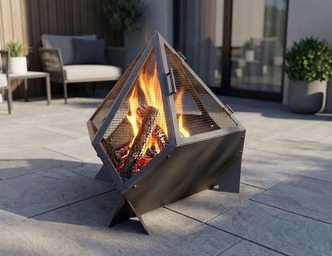 Triangle Fire Pit with Spark Arrestor. DXF, SVG files for laser, plasma cutting