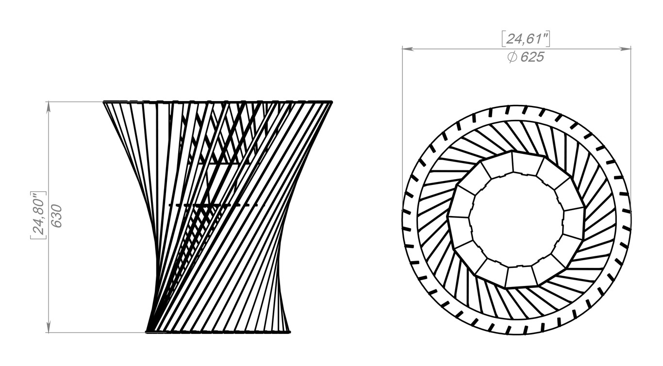 Vatră de foc Turn spiralat 625 mm. Fișiere DXF, SVG pentru tăiere cu plasmă și laser. Фото 18