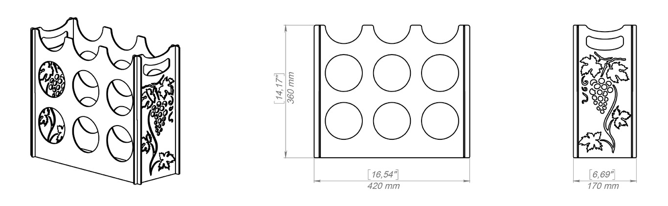 Classic Vine Wine Rack. DXF, SVG files for plasma, laser cutting. . Фото 11