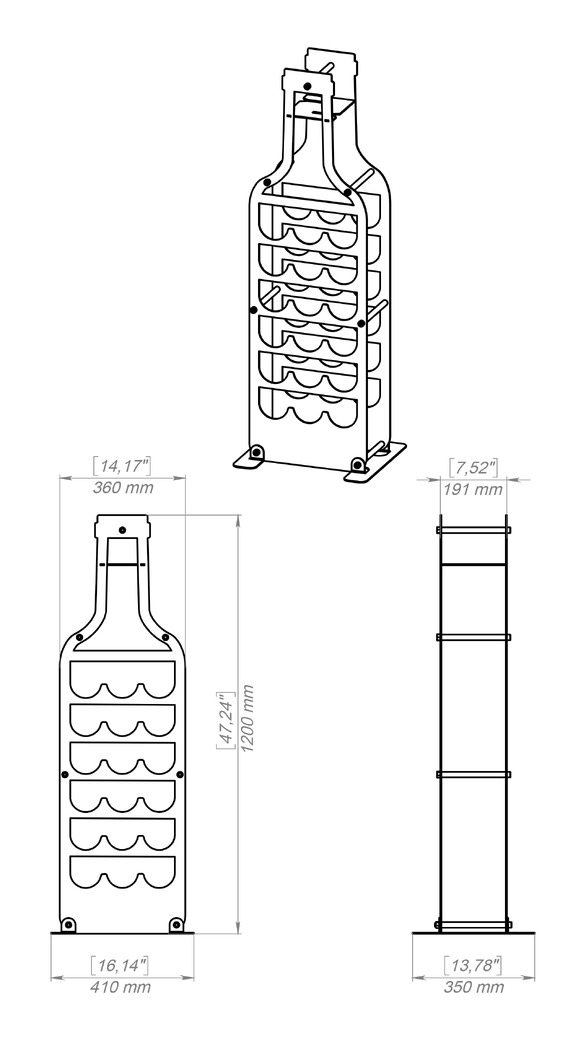 Big Bottle Wine Rack. DXF, SVG files for plasma, laser cutting. Фото 11