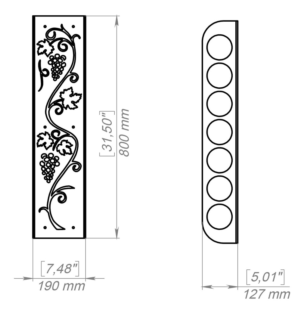 Grapevine Wall Wine Rack. DXF, SVG files for plasma, laser cutting. Фото 11