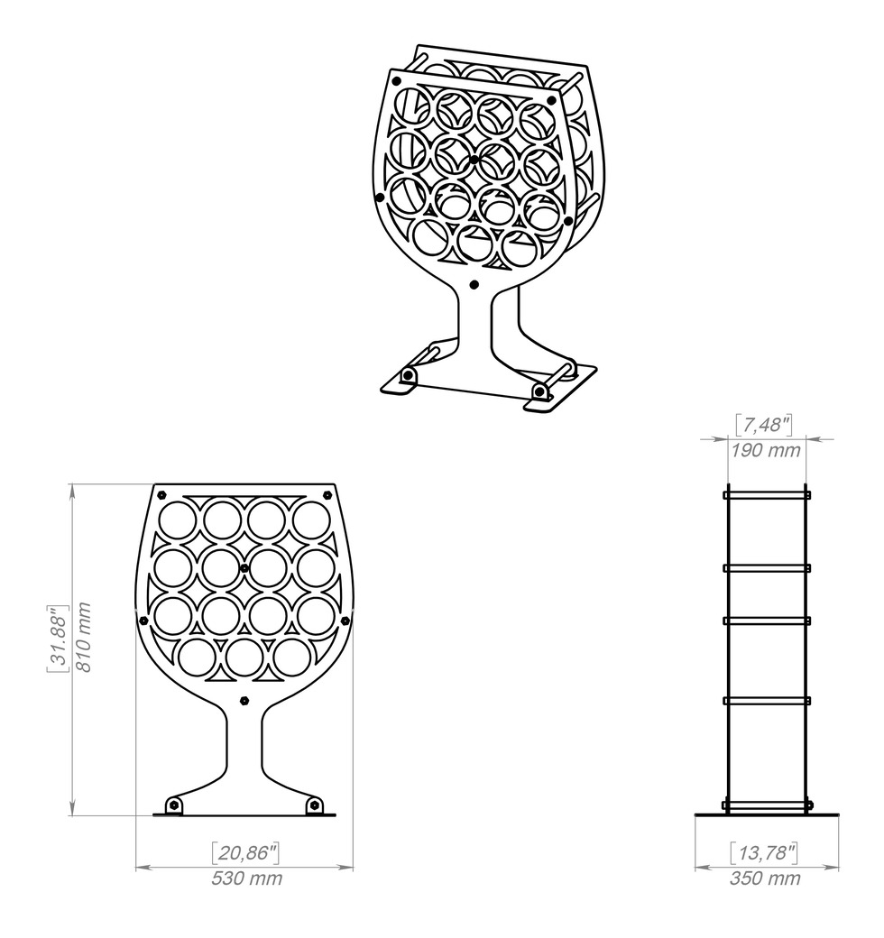 Glass Wine Rack. DXF, SVG files for plasma, laser cutting. Фото 10