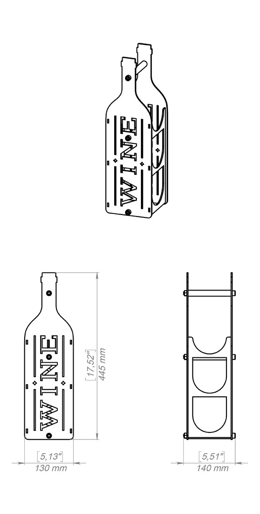 Bottle V1 Wine Rack. DXF, SVG files for plasma, laser cutting. Фото 11