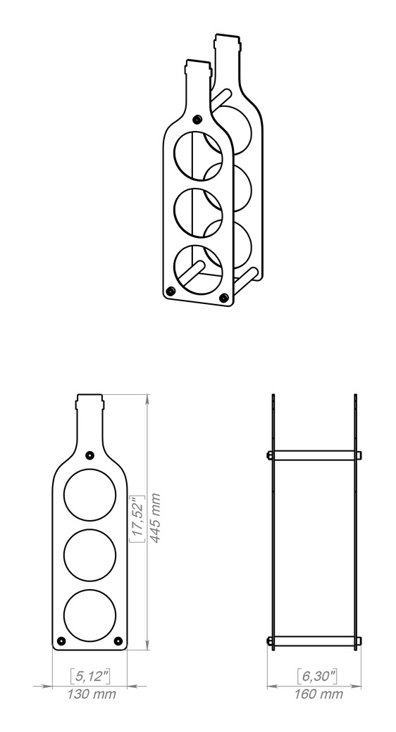 Porte-bouteilles Bouteille V2. Fichiers DXF, SVG pour découpe plasma et laser. Фото 11