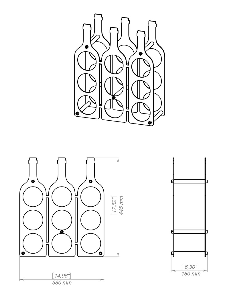 Botellero Botella V3. Archivos SVG y DXF para corte plasma y láser. Фото 11
