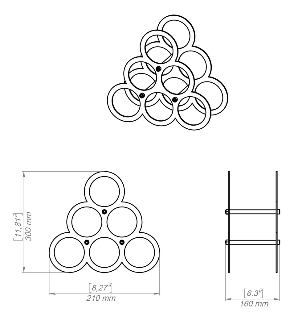 Porte-bouteilles Anneaux. Fichiers DXF, SVG pour découpe plasma et laser. Фото 13