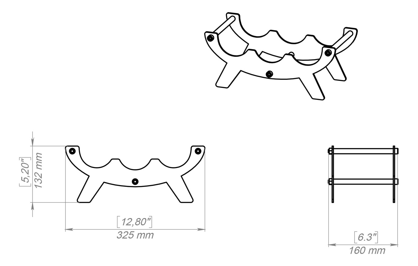 Botellero Eclipse. Archivos SVG y DXF para corte plasma y láser. Фото 11