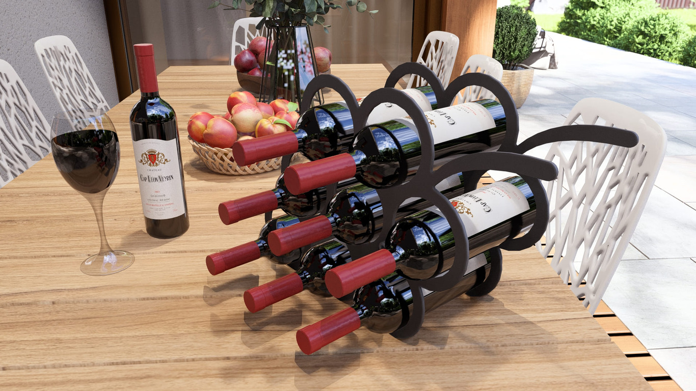 Suport pentru sticle de vin Ciorchine de struguri. Fișiere DXF, SVG pentru tăiere cu plasmă și laser. Фото 2