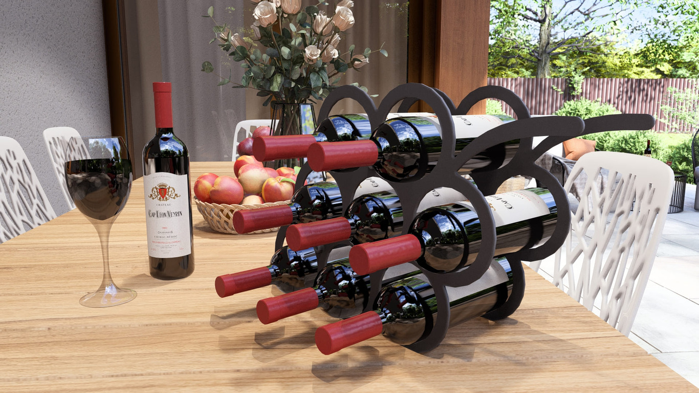 Suport pentru sticle de vin Ciorchine de struguri. Fișiere DXF, SVG pentru tăiere cu plasmă și laser. Фото 3