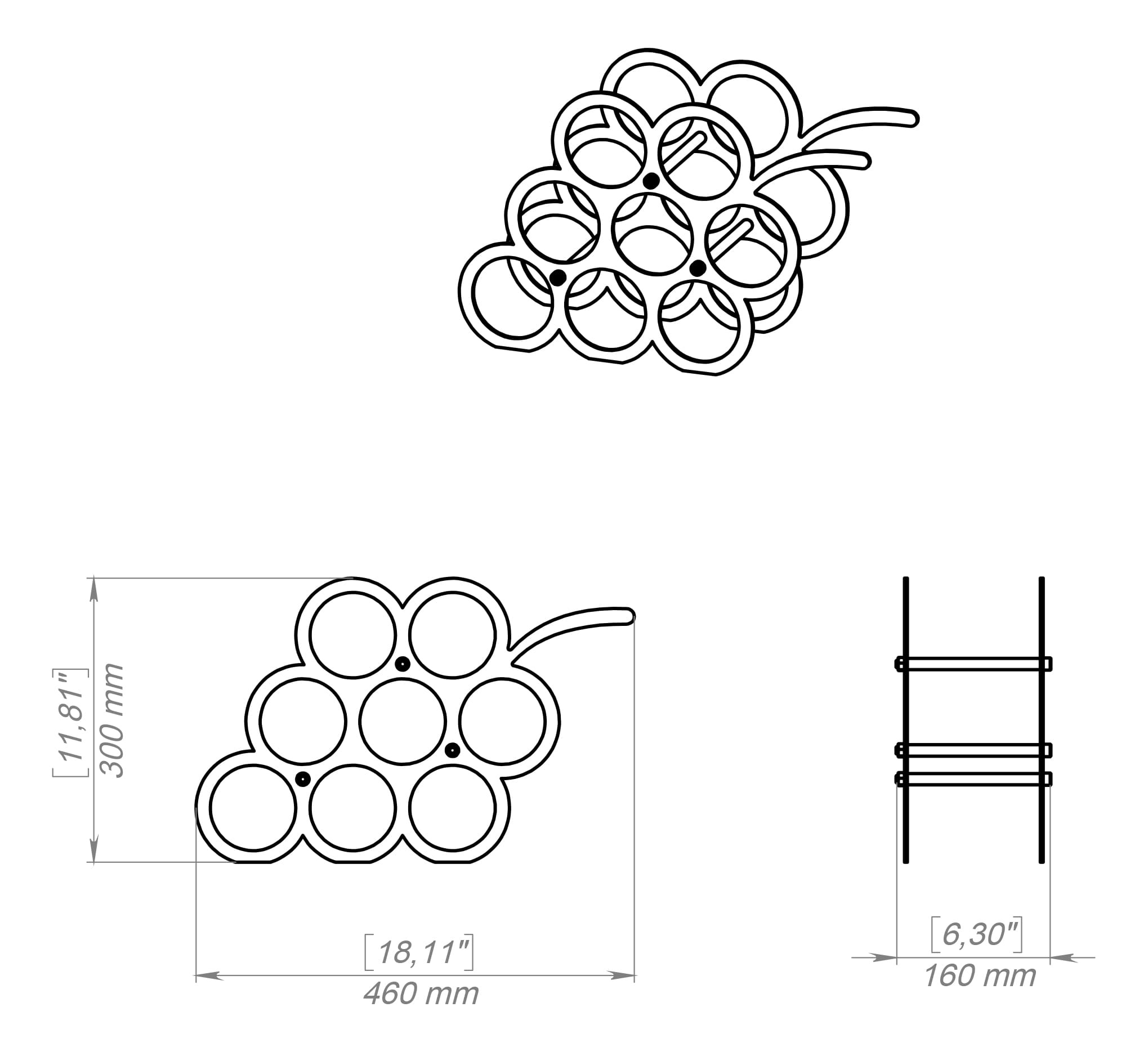 Grapes Bunch Wine Rack DXF and SVG Art and Design Files for CNC/Laser ...
