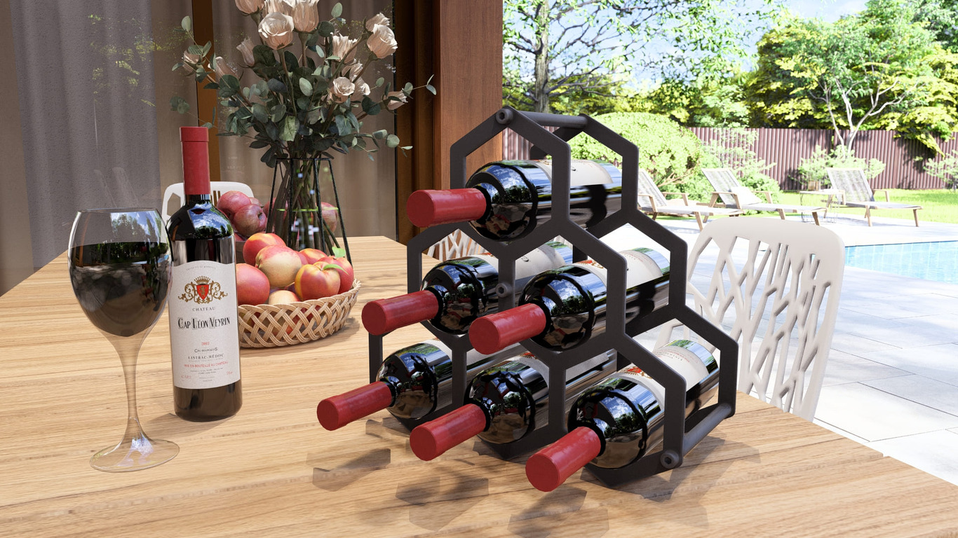 Honeycombs Wine Rack. DXF, SVG files for plasma, laser cutting