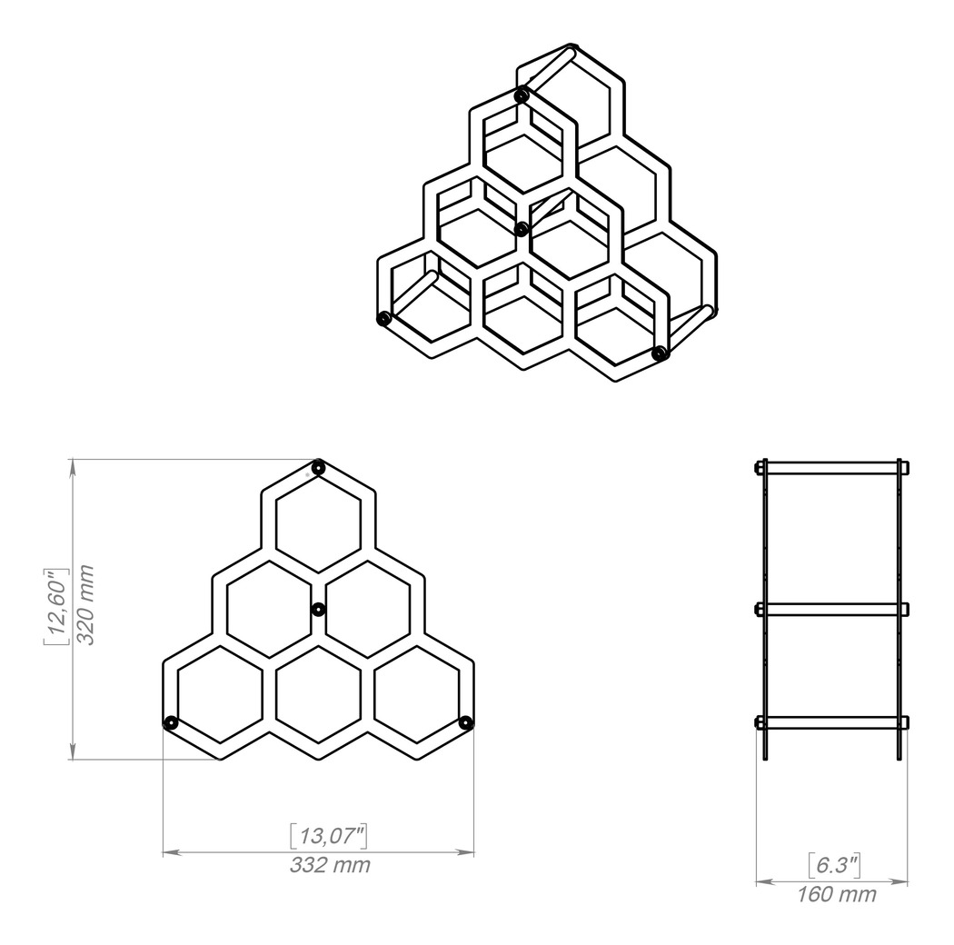 Honeycombs Wine Rack. DXF, SVG files for plasma, laser cutting. Фото 11