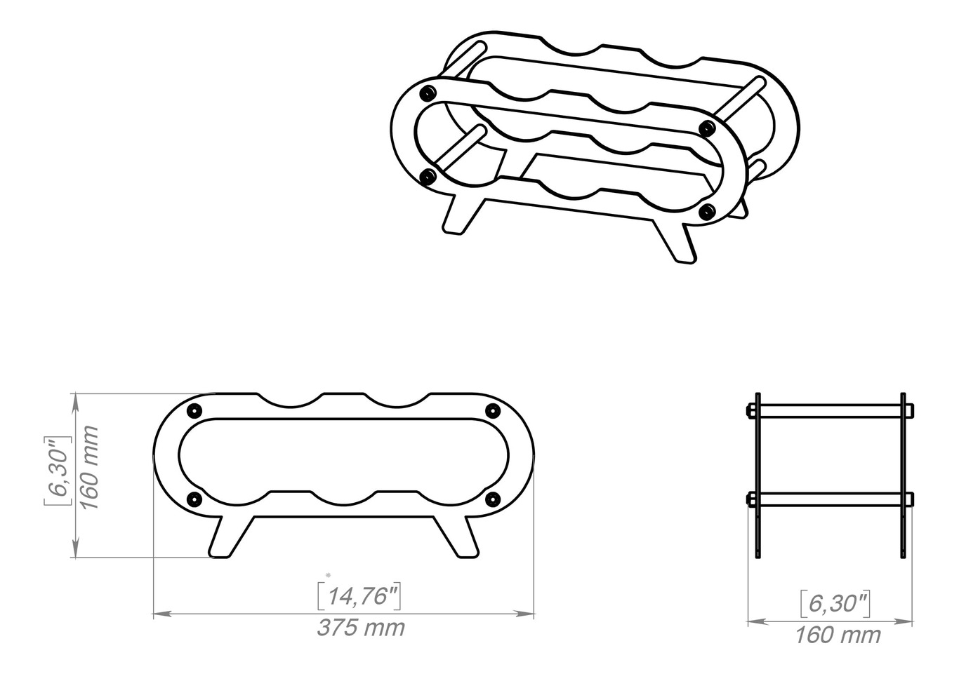 Modern Wine Rack. DXF, SVG files for plasma, laser cutting. Фото 11