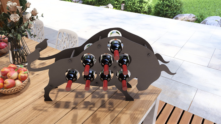 Botellero Toro. Archivos SVG y DXF para corte plasma y láser