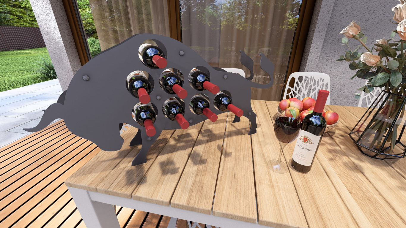 Botellero Toro. Archivos SVG y DXF para corte plasma y láser. Фото 4