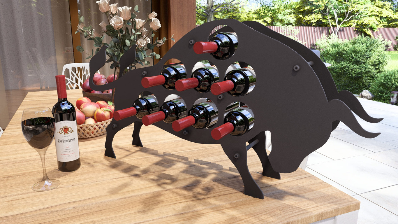 Botellero Toro. Archivos SVG y DXF para corte plasma y láser. Фото 3