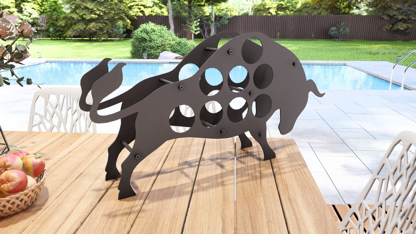 Botellero Toro. Archivos SVG y DXF para corte plasma y láser. Фото 8