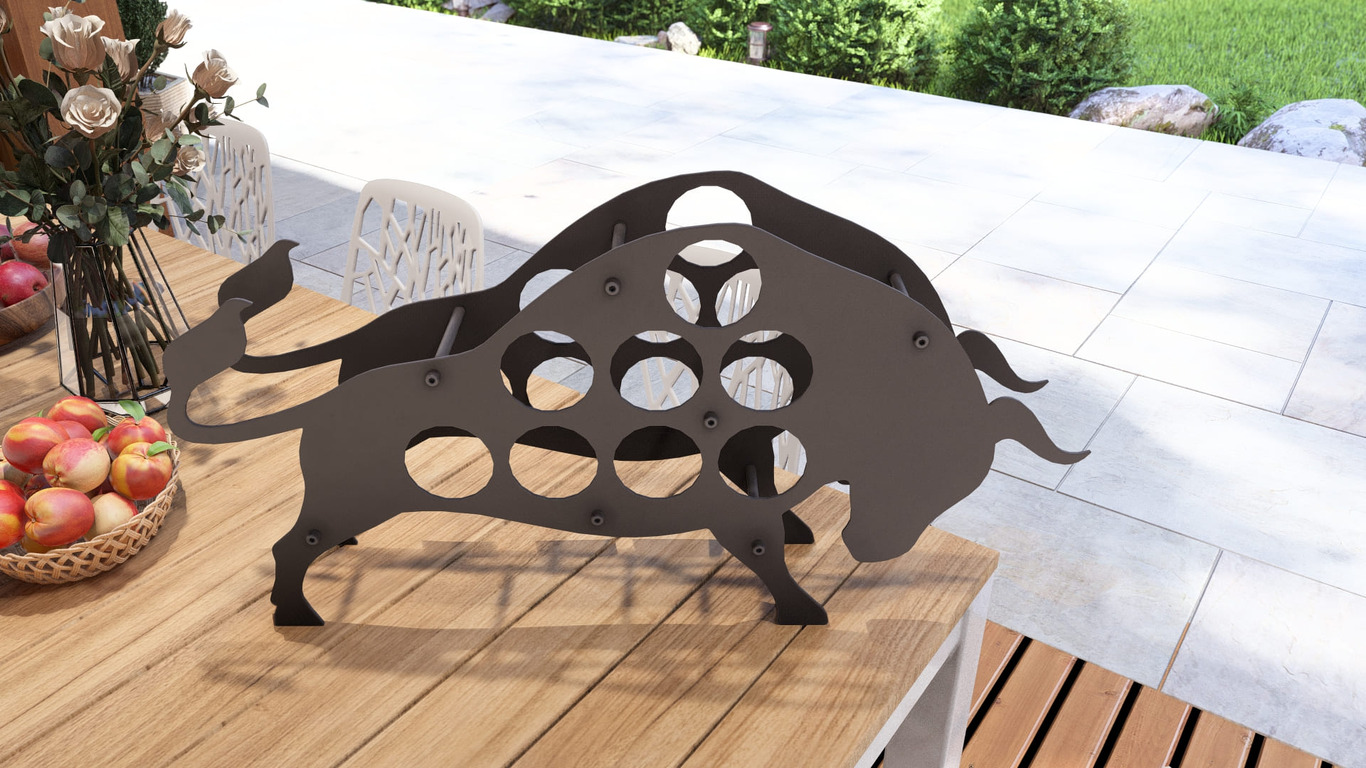 Botellero Toro. Archivos SVG y DXF para corte plasma y láser. Фото 10