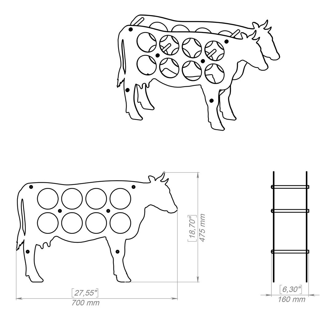 Cow Wine Rack. DXF, SVG files for plasma, laser cutting. Фото 11