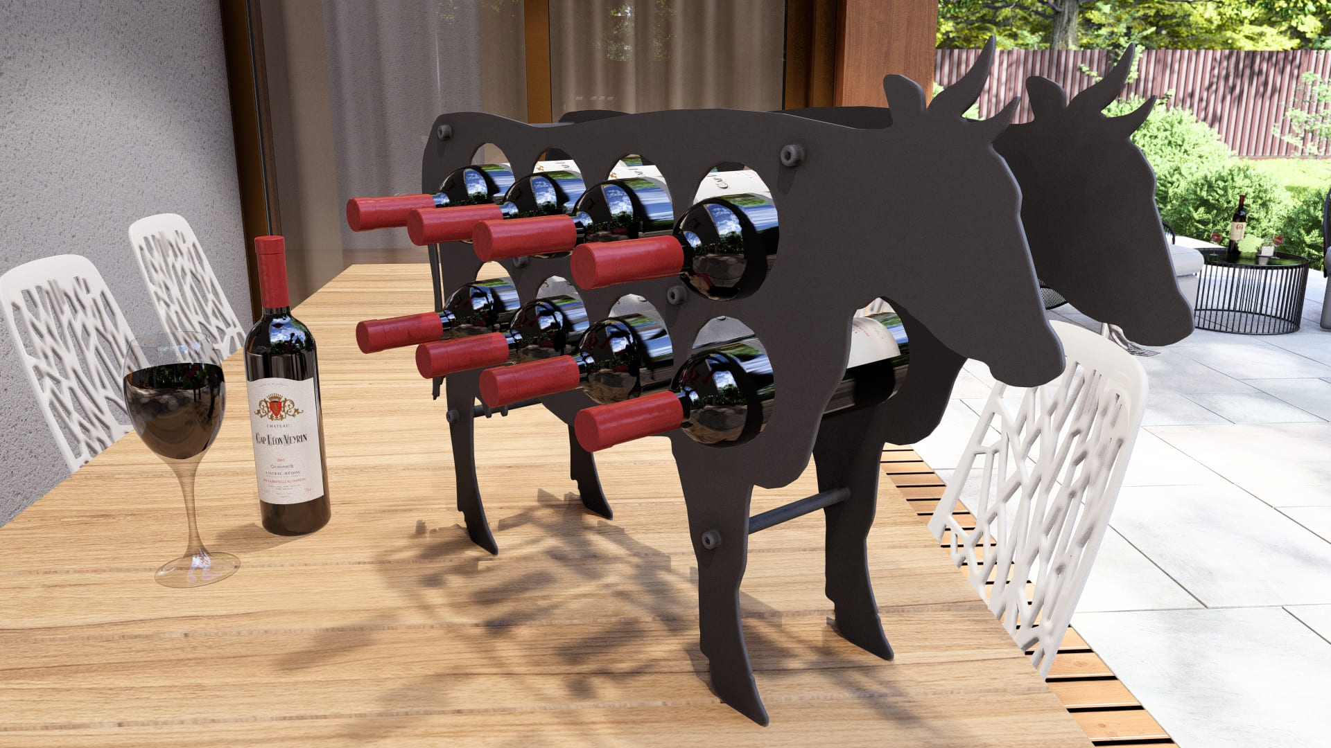 Cow Wine Rack DXF and SVG Art and Design Files for CNC/Laser/Plasma ...
