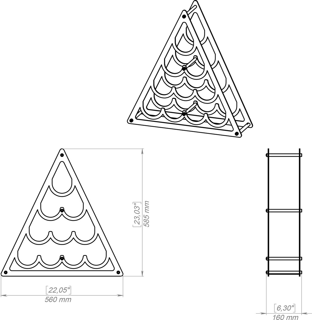 Peak Wine Rack. DXF, SVG files for plasma, laser cutting. Фото 14