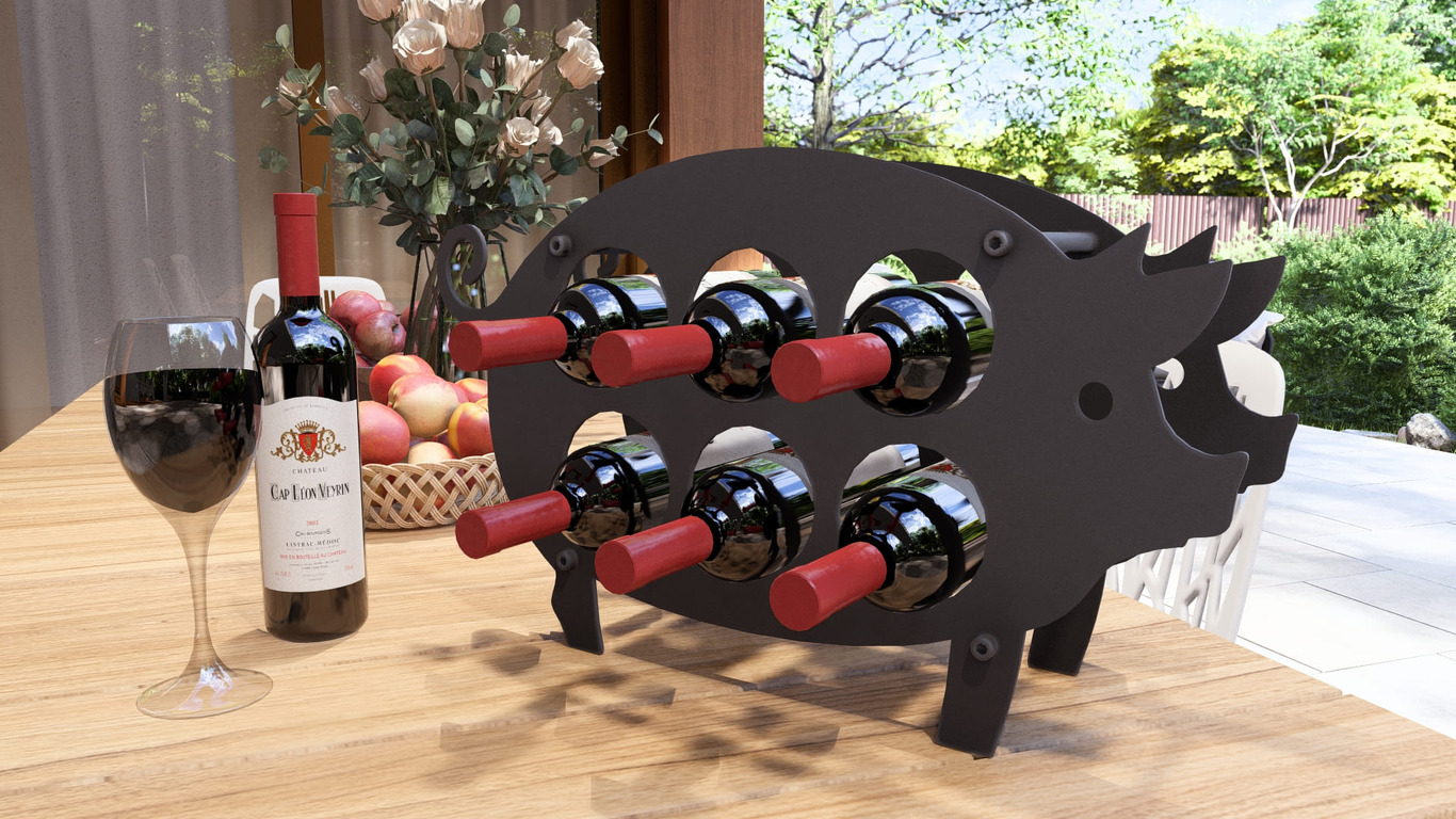 Suport pentru sticle de vin Porc. Fișiere DXF, SVG pentru tăiere cu plasmă și laser. Фото 4
