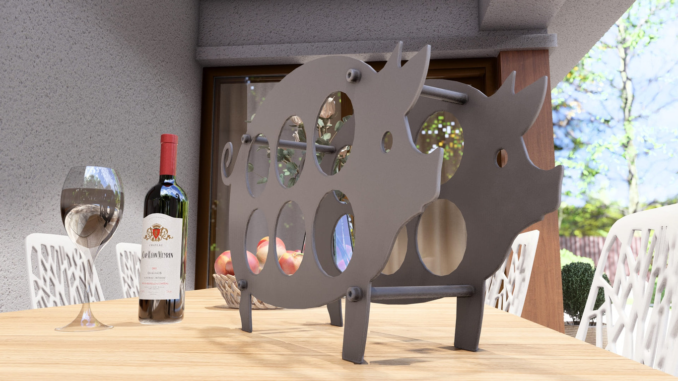 Suport pentru sticle de vin Porc. Fișiere DXF, SVG pentru tăiere cu plasmă și laser. Фото 10