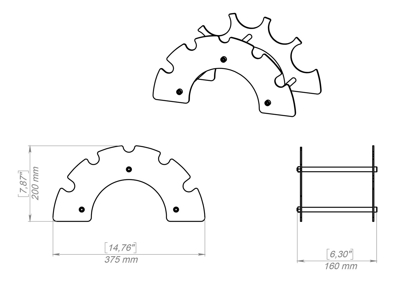Rainbow Wine Rack. DXF, SVG files for plasma, laser cutting. Фото 12