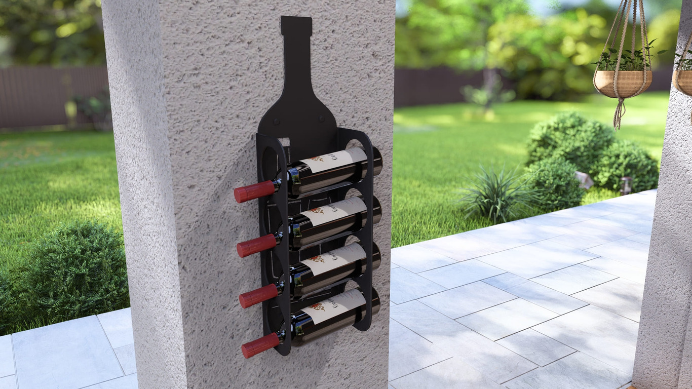 Bottle Wall Wine Rack. DXF, SVG files for plasma, laser cutting