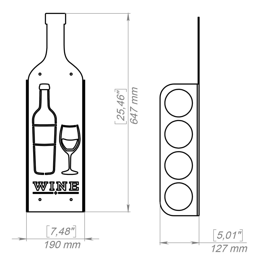 Bottle Wall Wine Rack. DXF, SVG files for plasma, laser cutting. Фото 11