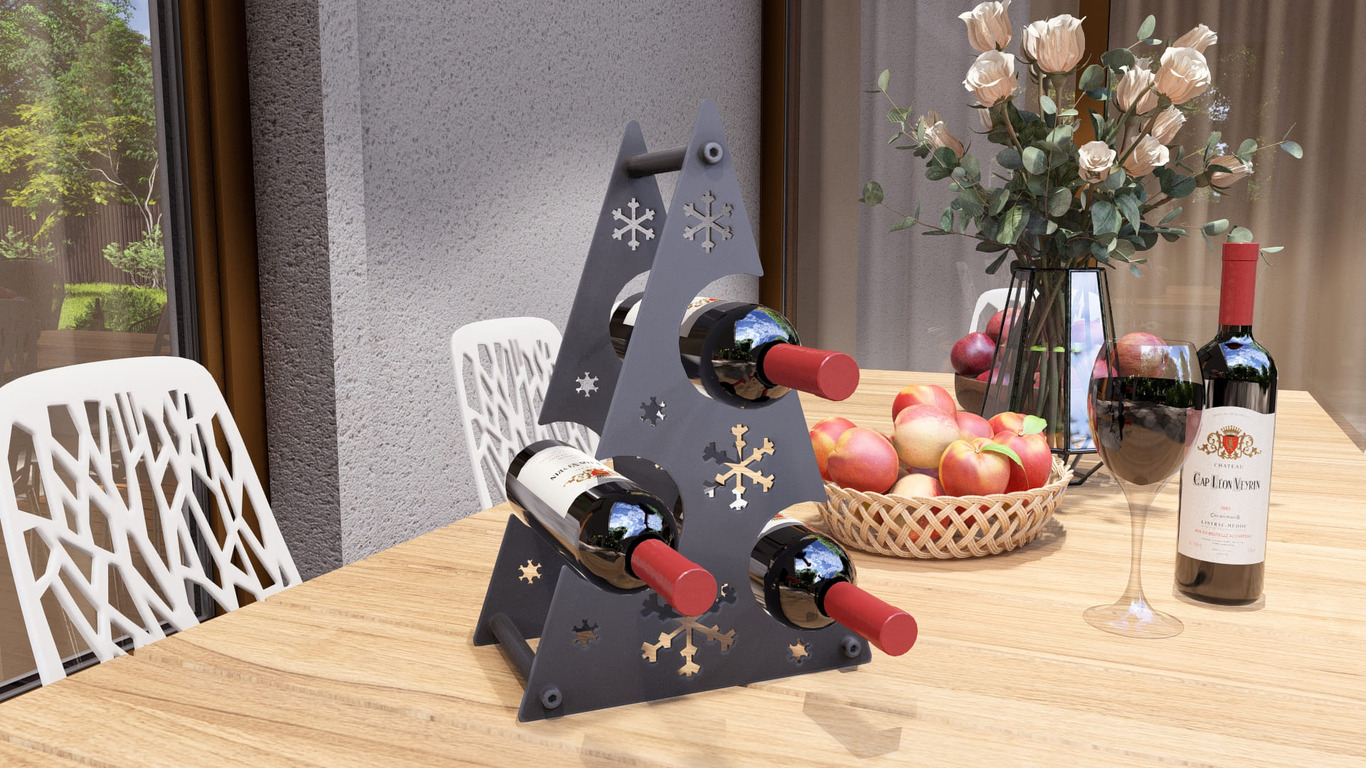 Christmas Tree Wine Rack. DXF, SVG files for plasma, laser cutting. Фото 3