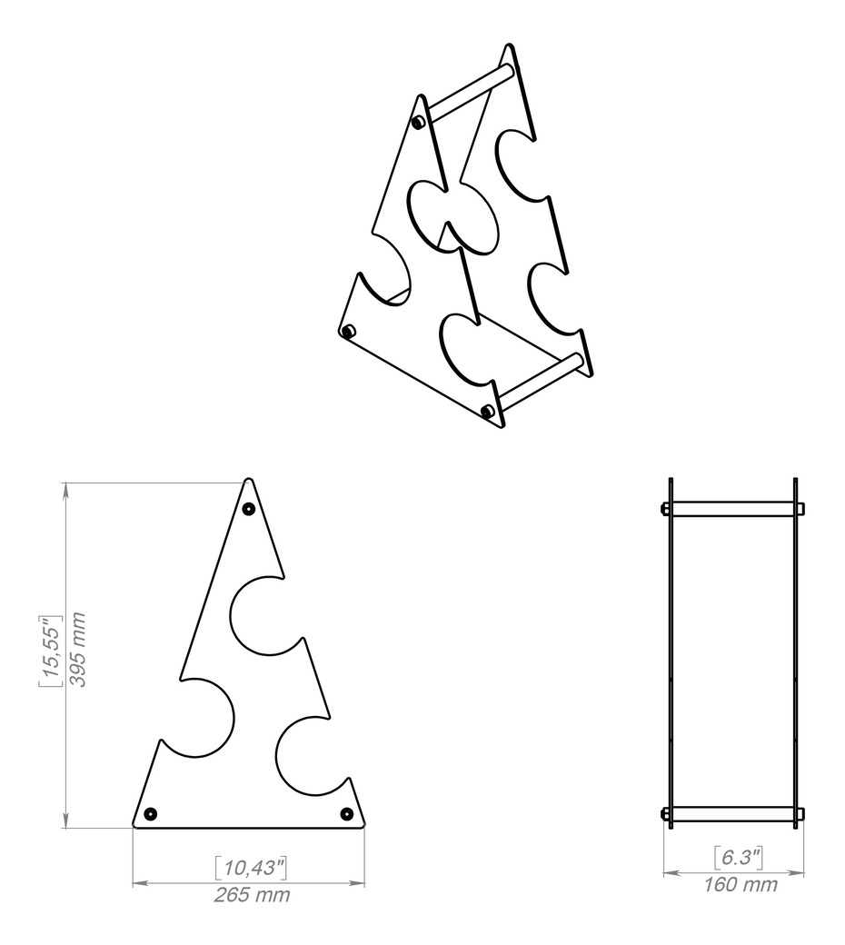 Christmas Tree Wine Rack. DXF, SVG files for plasma, laser cutting. Фото 10