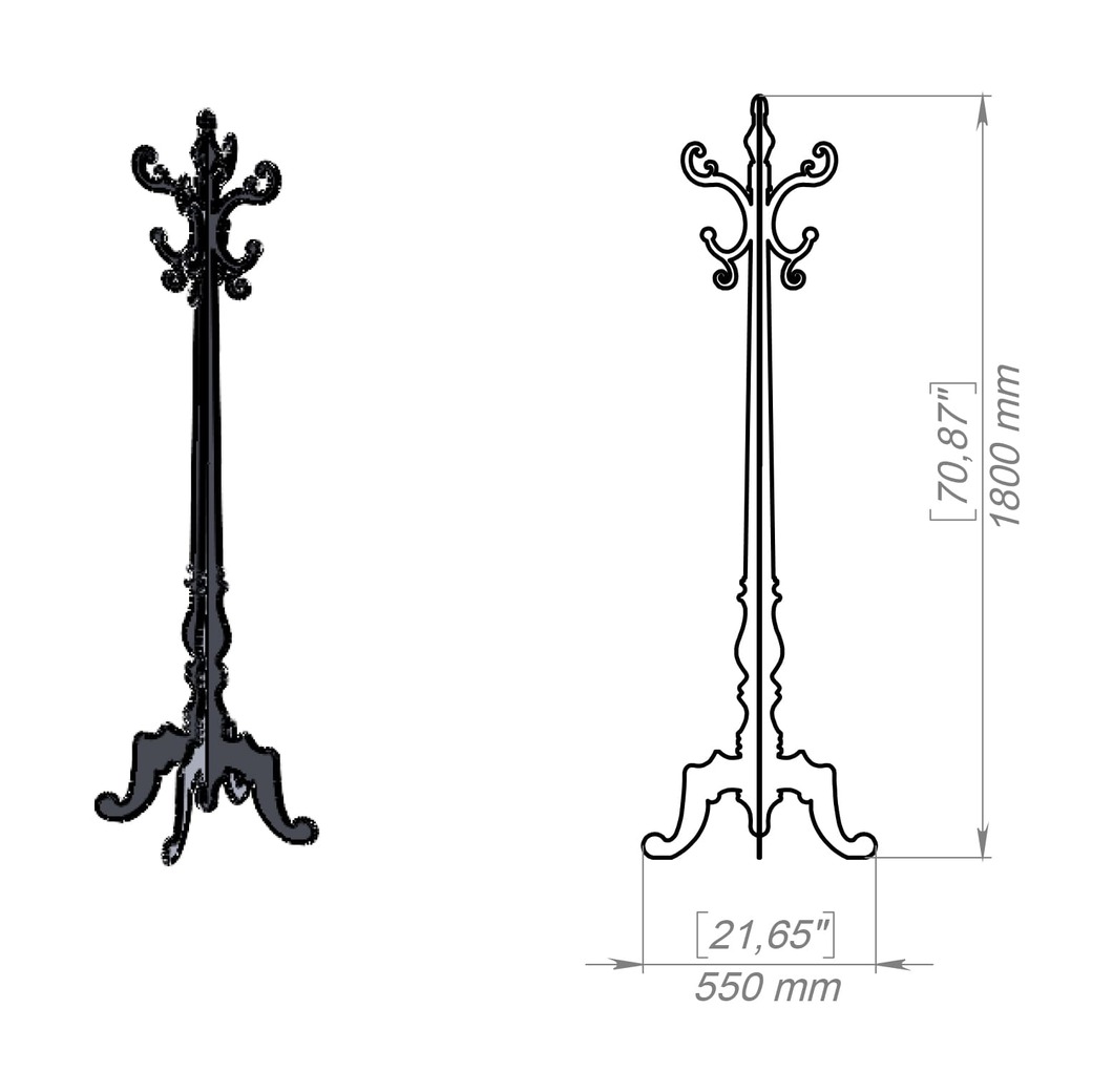 Cuier cu picior Clasic V1. Fișiere DXF, SVG pentru tăiere cu plasmă și laser. Фото 11