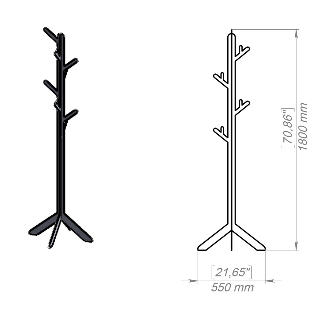 Free-Standing Line Coat Rack V2. DXF, SVG files for plasma, laser cutting. Фото 11