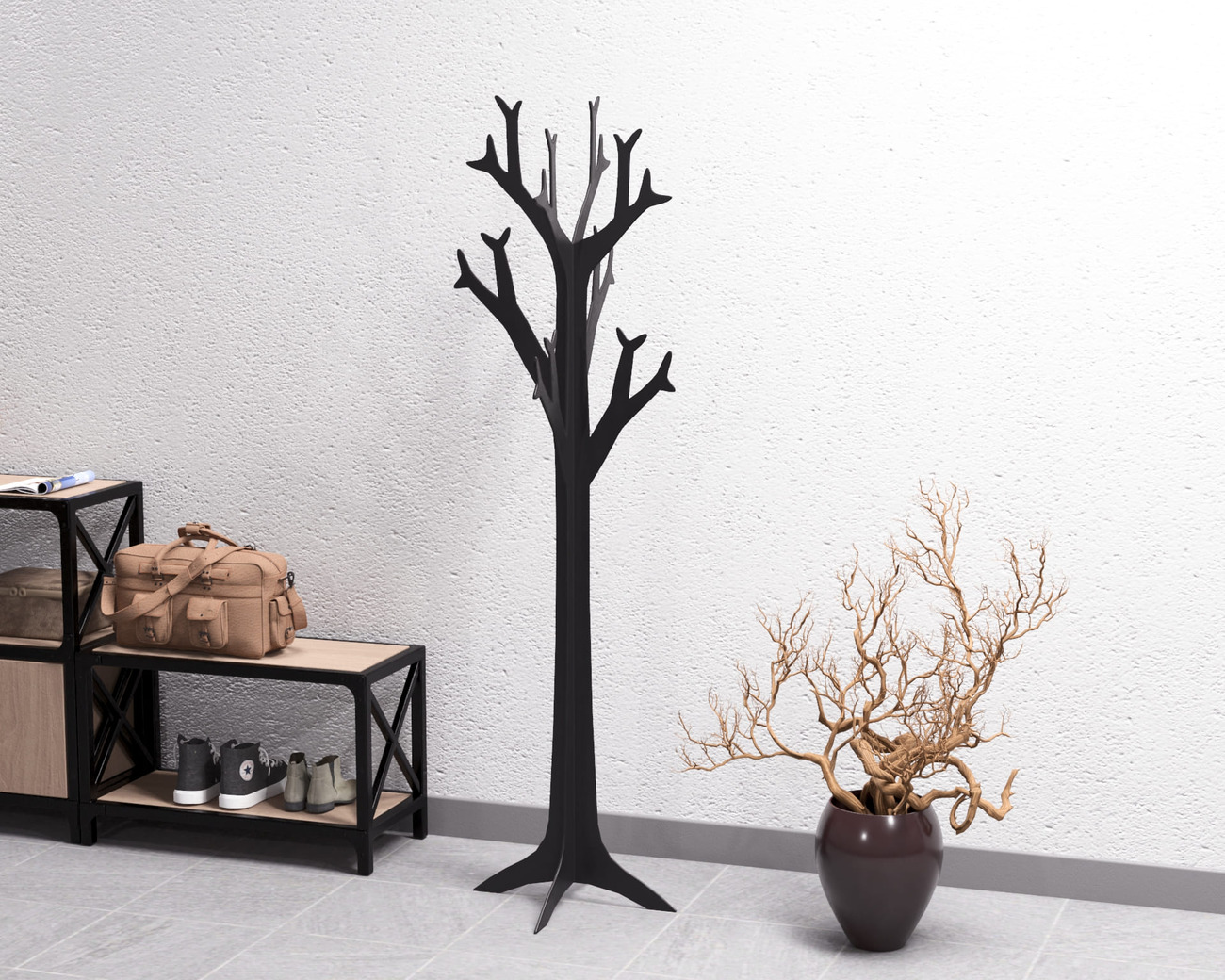 Free-Standing Tree Coat Rack V1. DXF, SVG files for plasma, laser cutting