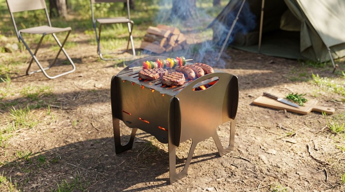 Grătar de grădină pliabil Miraj. Fișiere DXF pentru tăiere cu plasmă și laser. Barbecue de camping