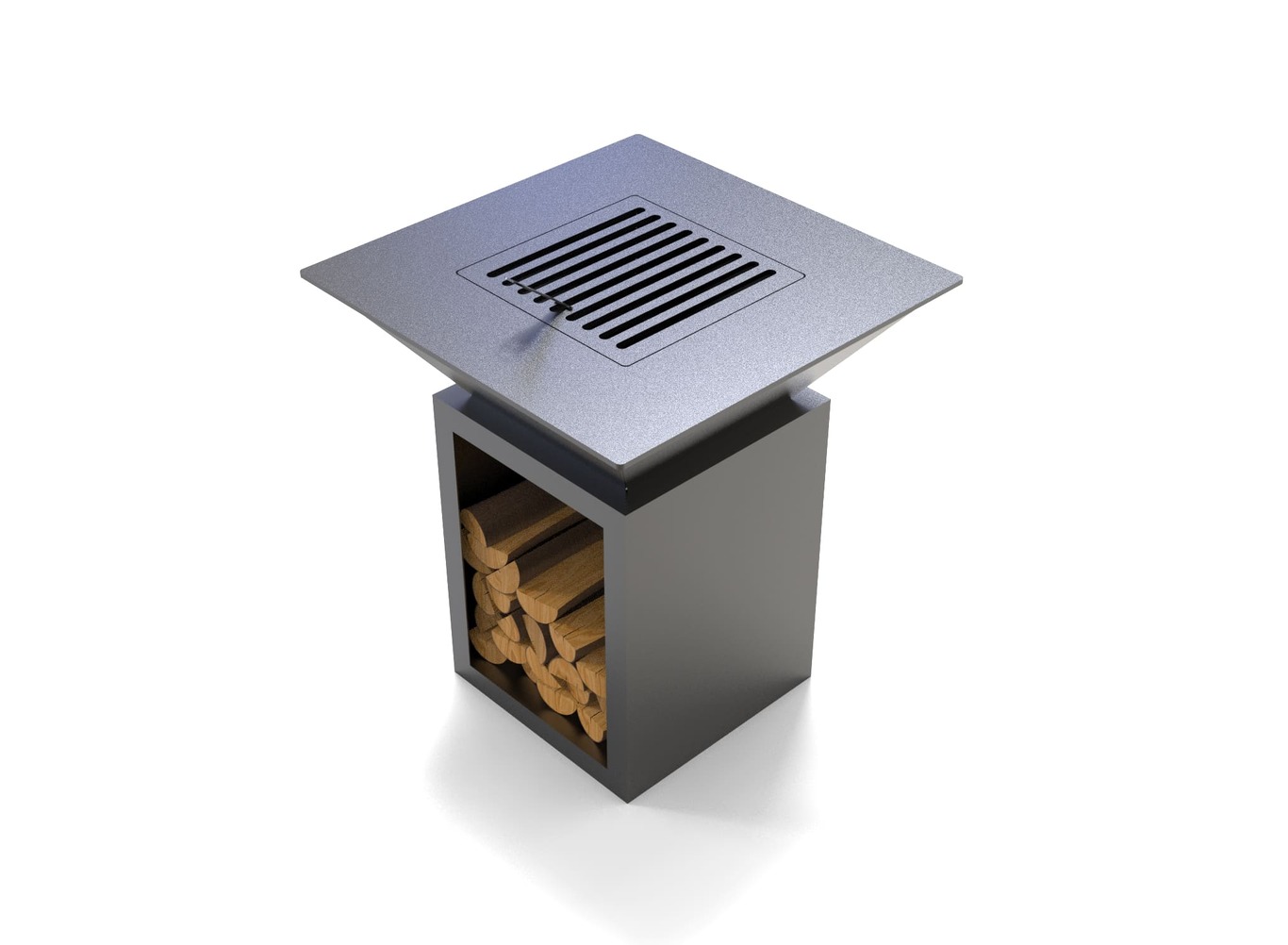 32-Inch Square Fire Pit Grill with Niche for Firewood. DXF files for plasma, laser cutting. Plancha BBQ. Фото 5