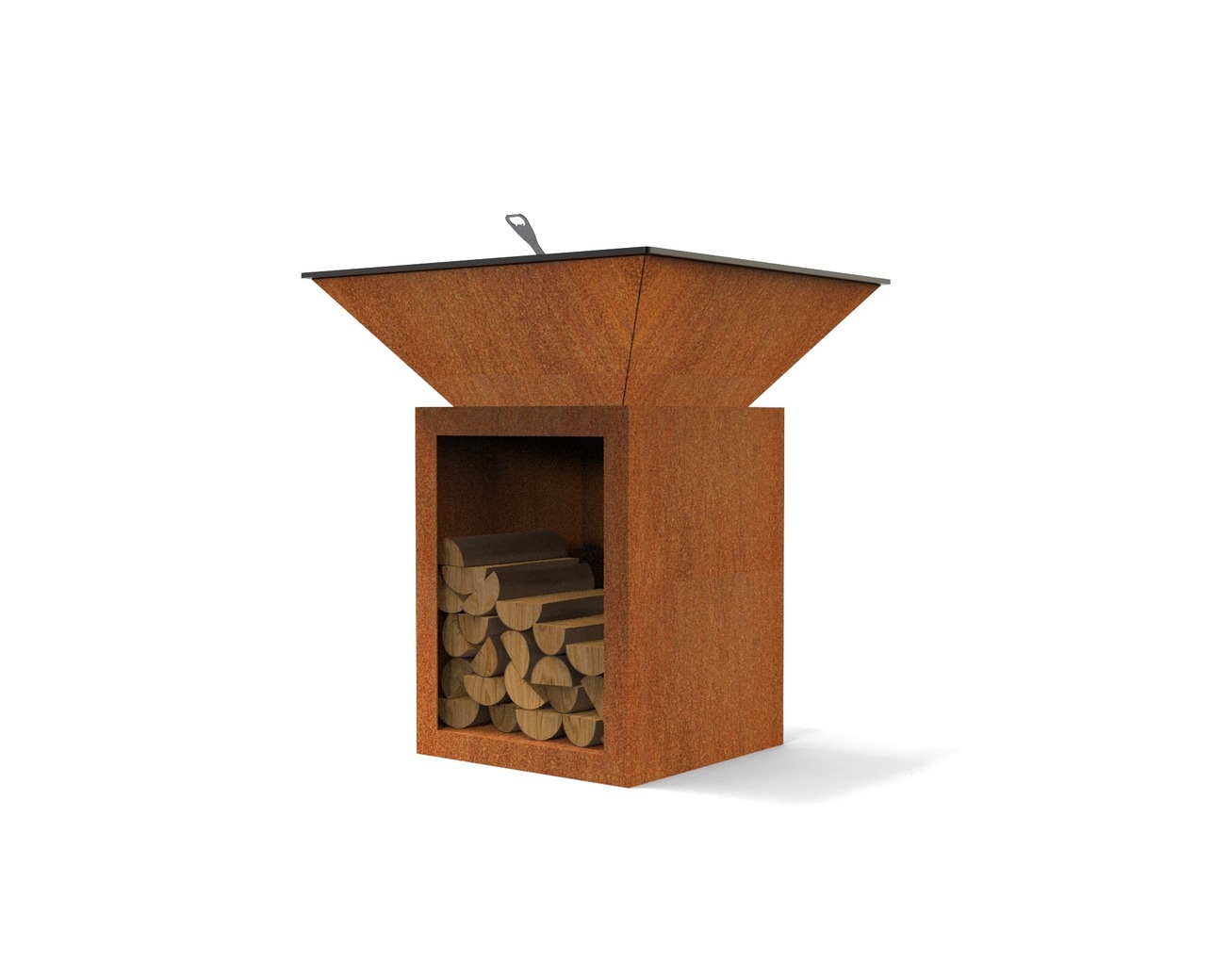 32-Inch Square Fire Pit Grill with Niche for Firewood. DXF files for plasma, laser cutting. Plancha BBQ. Фото 6