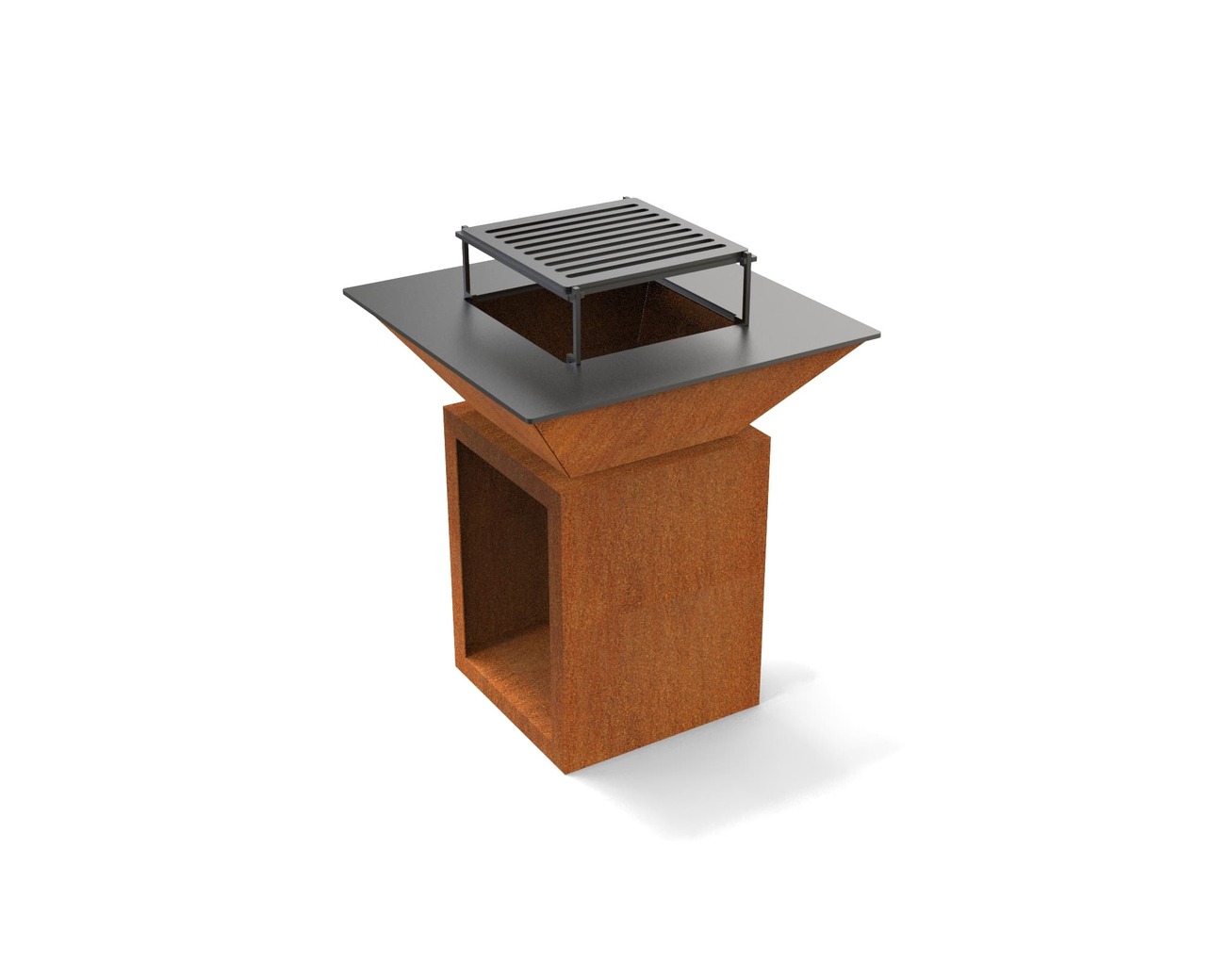 32-Inch Square Fire Pit Grill with Niche for Firewood. DXF files for plasma, laser cutting. Plancha BBQ. Фото 11