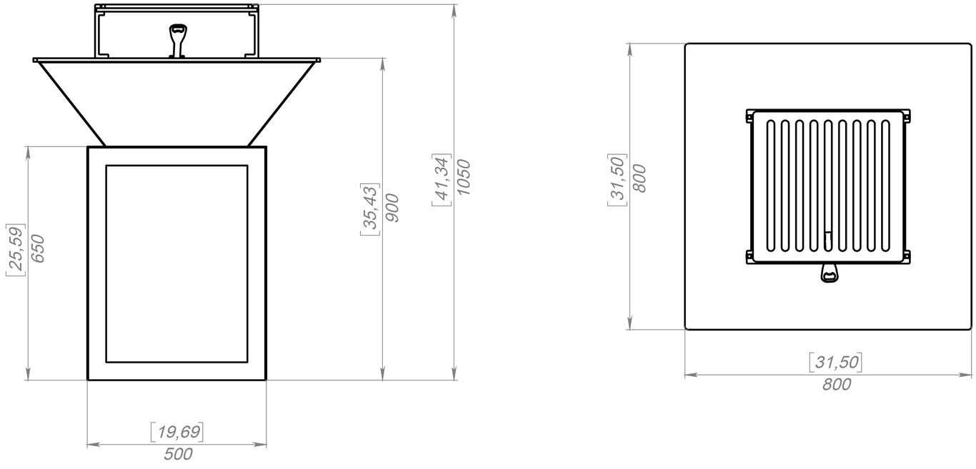 32-Inch Square Fire Pit Grill with Niche for Firewood. DXF files for plasma, laser cutting. Plancha BBQ. Фото 15