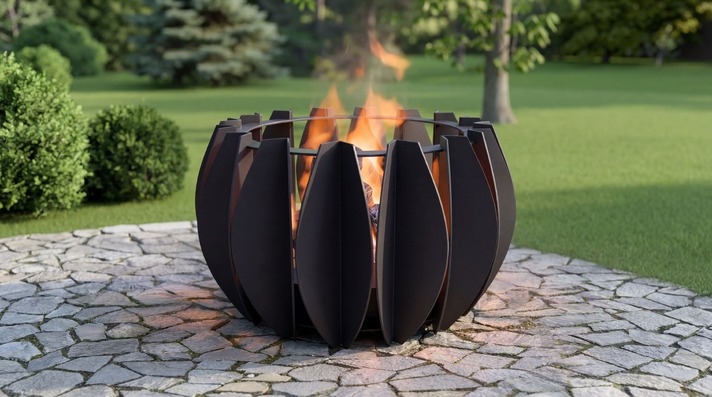 Brasero Sphère Noire V1. Fichiers DXF, SVG pour découpe plasma et laser