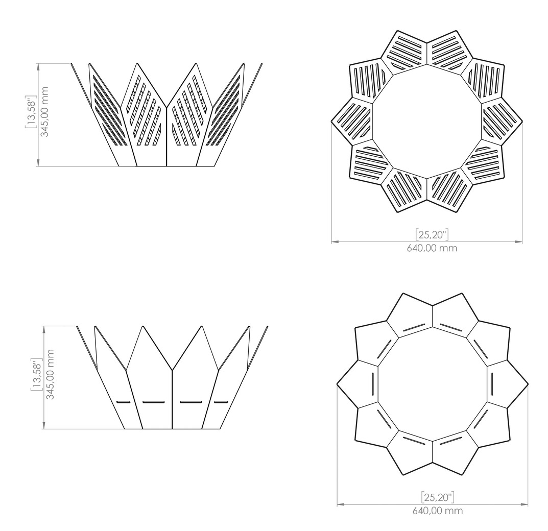 Brasero Couronne 2 en 1 V2. Fichiers DXF, SVG pour découpe plasma et laser. Фото 14