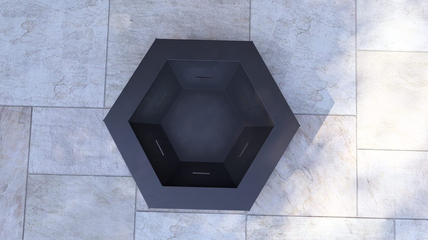 Brasero hexagonal con patas triangulares V1. Archivos SVG y DXF para corte plasma y láser. Фото 15