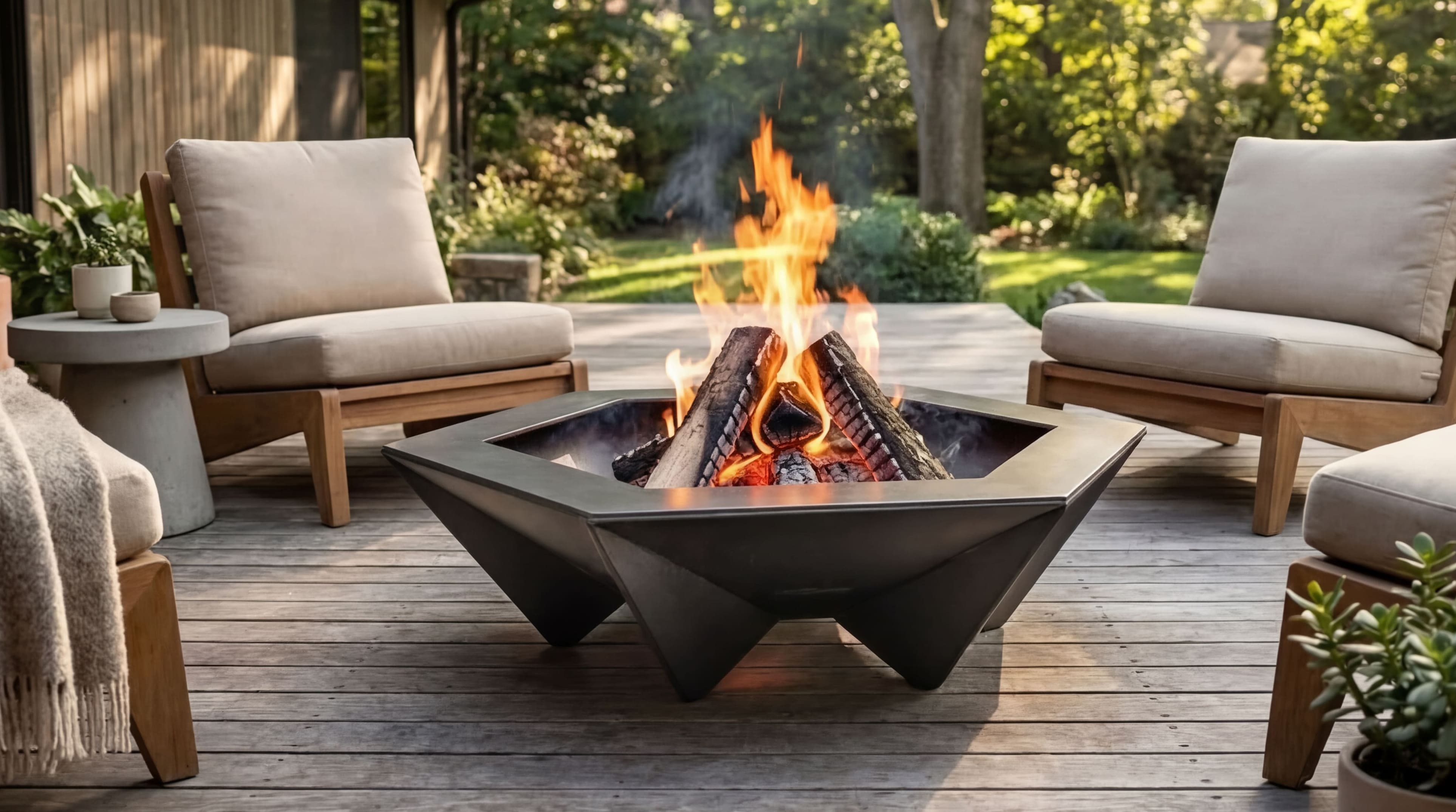 Trangular Forestation Hexagon Fire Pit with Triangular Legs V1 DXF and SVG Art and Design ...