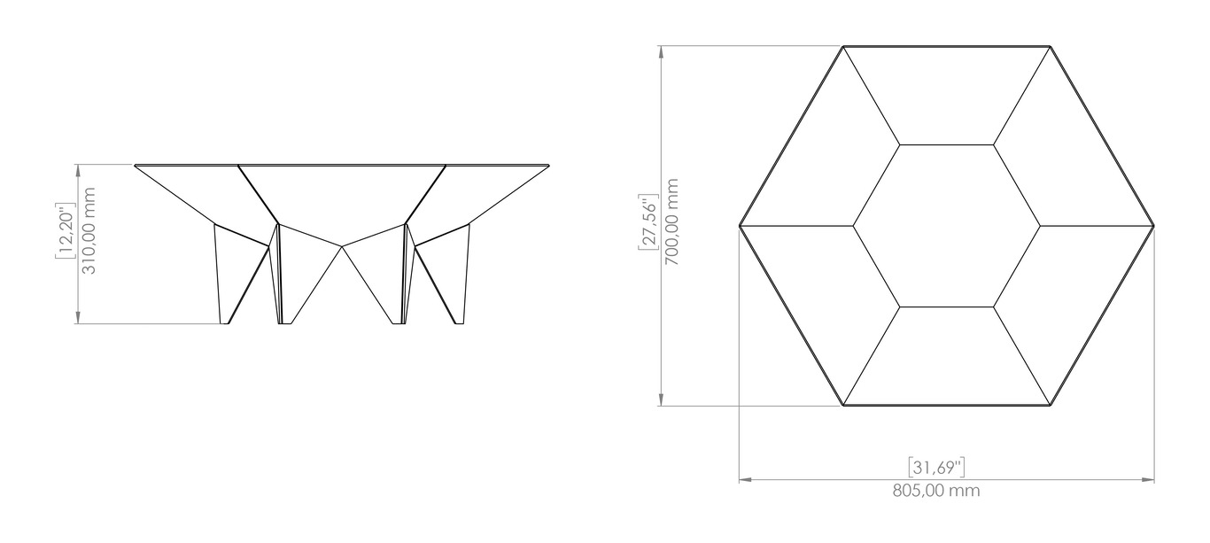 Brasero hexagonal con patas triangulares V2. Archivos SVG y DXF para corte plasma y láser. Фото 16