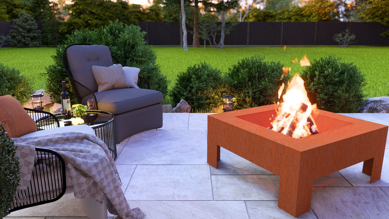 Modern Square Fire Pit V1. DXF, SVG files for plasma, laser cutting. Фото 4