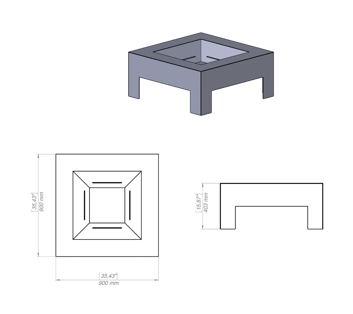 Modern Square Fire Pit V1. DXF, SVG files for plasma, laser cutting. Фото 15