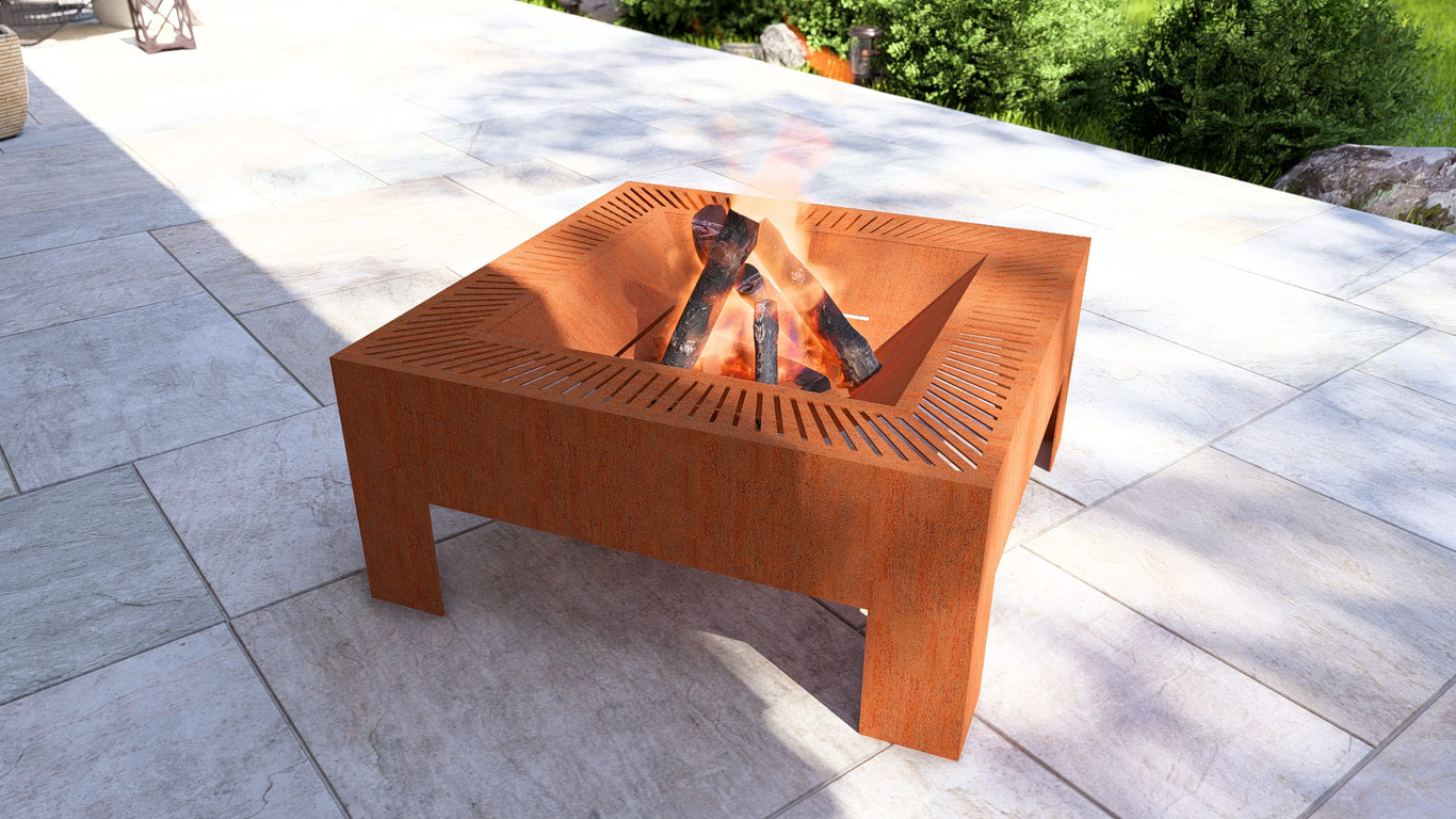 Modern Square Fire Pit V2. DXF, SVG files for plasma, laser cutting. Фото 2