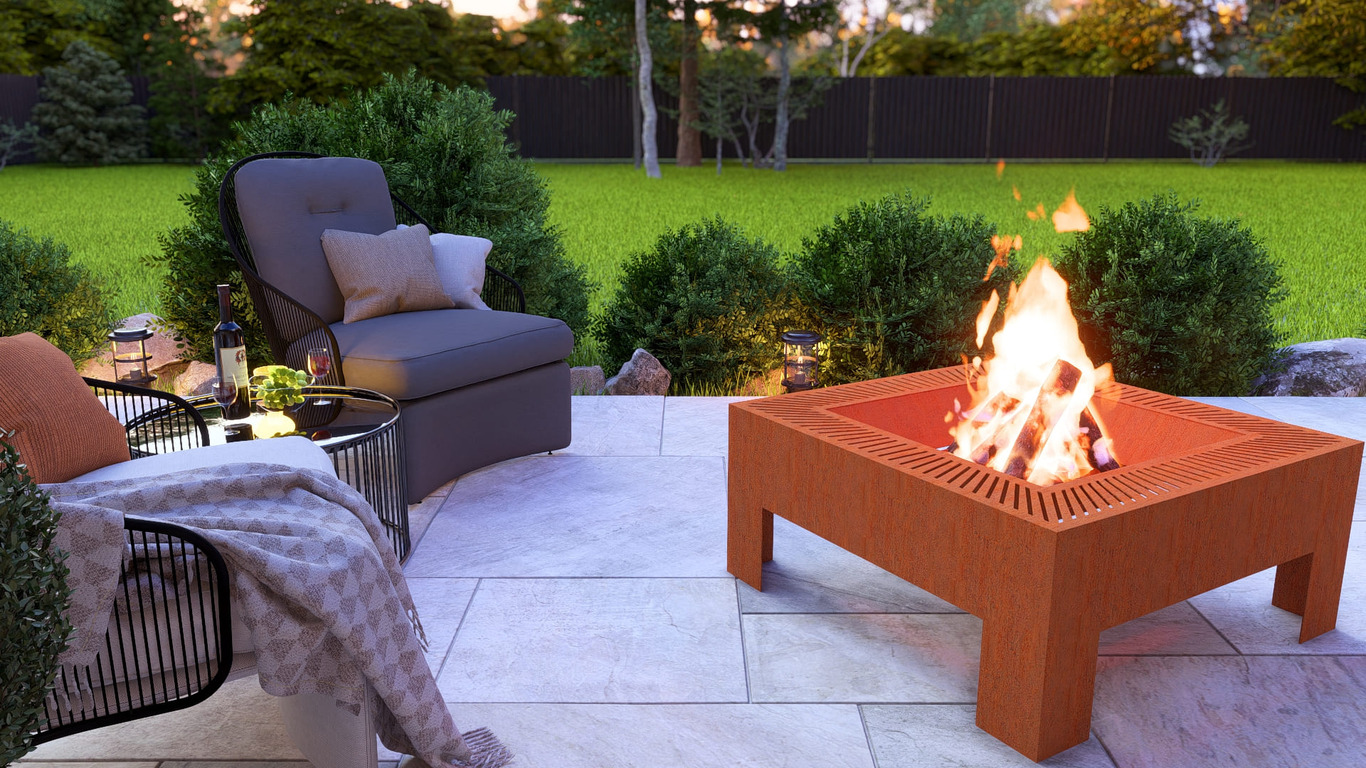 Modern Square Fire Pit V2. DXF, SVG files for plasma, laser cutting. Фото 4