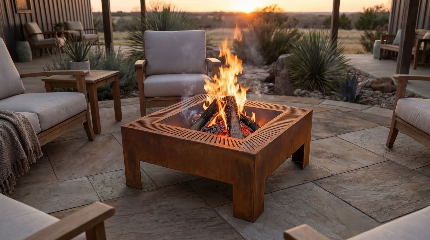Modern Square Fire Pit V2. DXF, SVG files for plasma, laser cutting